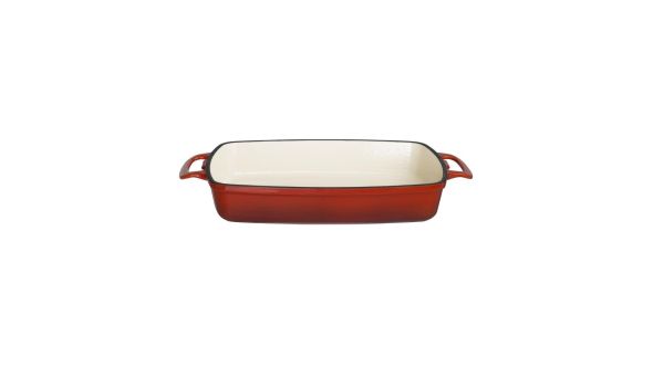 Vogue Red Rectangular Cast Iron Dish 2.8Ltr