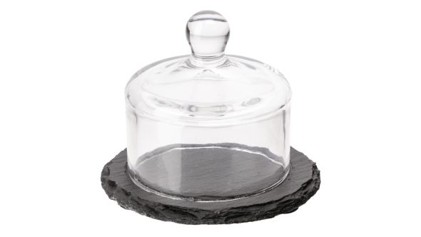 APS Slate Butter Dish Glass Cloche 984