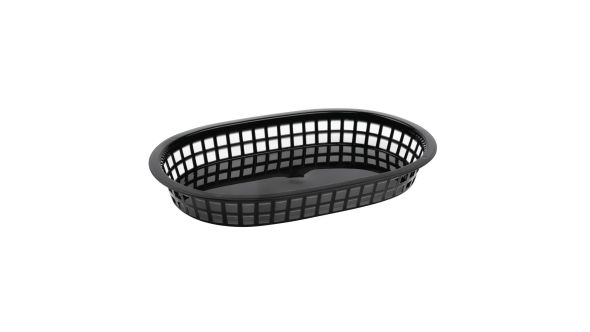 Olympia Oval Polypropylene Food Baskets Black (6 Pack) QY-LBK