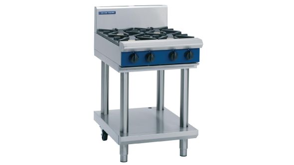 Blue Seal Evolution Cooktop 4 Open Burners Nat Gas on Stand 600mm G514D-LS/N