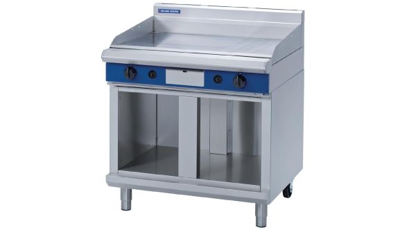 Blue Seal Evolution Chrome 1/3 Ribbed Griddle with Cabinet Base Nat Gas 900mm GP516-CB/N