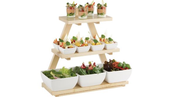 APS Triangle Wooden Buffet Stand Maple 13966