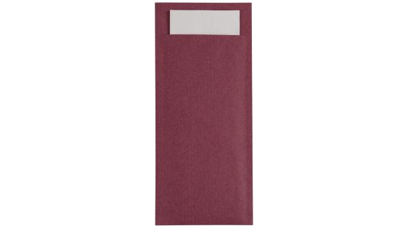 Europochette Burgundy Cutlery Pouch with White Napkin (500 Pack) E016392