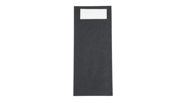 Europochette Black Cutlery Pouch with White Napkin (500 Pack) E016393