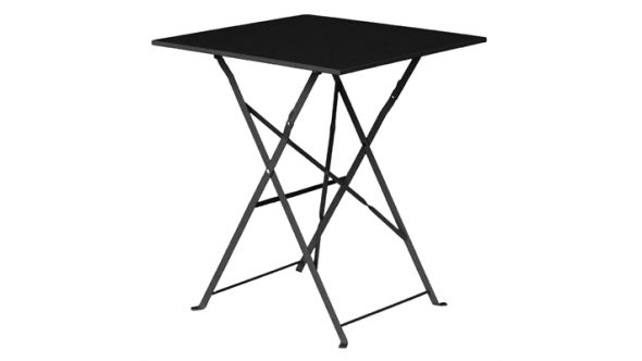 Bolero Bolero Perth Black Pavement Style Steel Table Square 600mm GK989