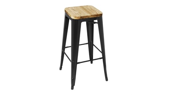 Bolero Bolero Bistro High Stools with Wooden Seat Pad Black (4 Pack) GM640