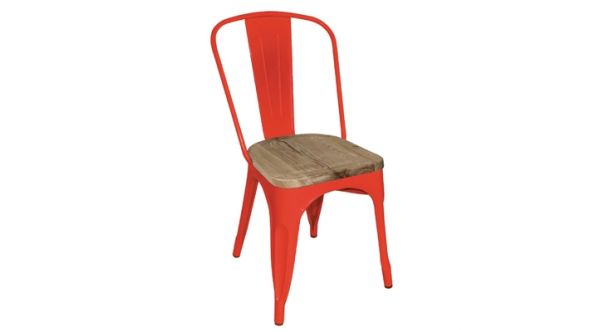 Bolero Bolero Bistro Side Chairs with Wooden Seat Pad Red (4 Pack) GM643