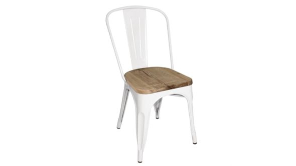 Bolero Bolero Bistro Side Chairs with Wooden Seat Pad White (4 Pack) GM644