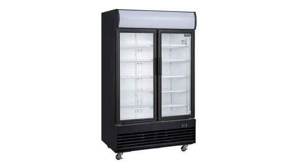 Polar G-Series Upright Hinged Door Display Cooler with Light Box 950Ltr Black