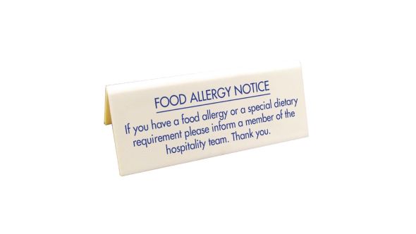 Vogue Food allergy Table Notice