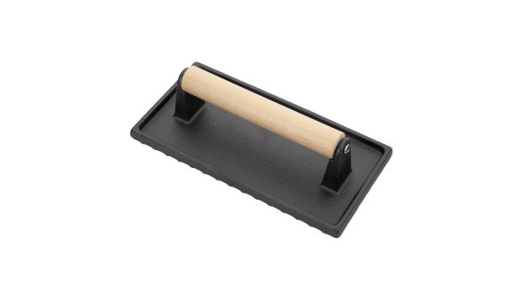 Vogue Cast Iron Steak Weight with Wood Handle