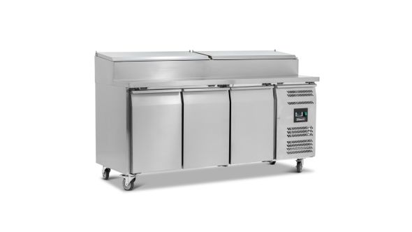 Blizzard HBC3EN Triple Door Refrigerated Prep Counter With Raised Collar