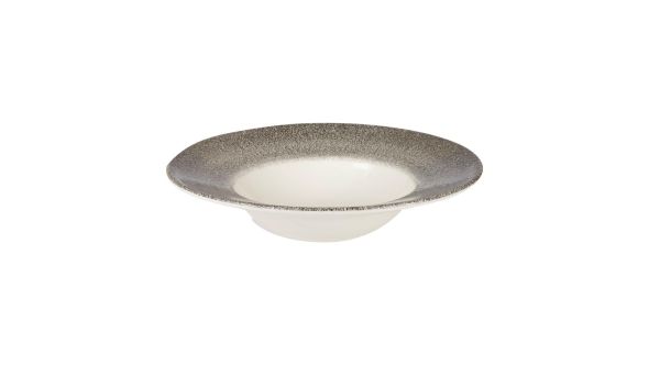 Churchill Studio Prints Raku Round Wide Rim Bowls White and Quartz Black 280mm (12 Pack) RKBQVWBL1