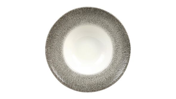 Churchill Studio Prints Raku Round Wide Rim Bowls White and Quartz Black 240mm (12 Pack) RKBQVWBM1