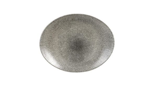 Churchill Studio Prints Raku Oval Coupe Plates Quartz Black 317mm (12 Pack) RKBQOP121