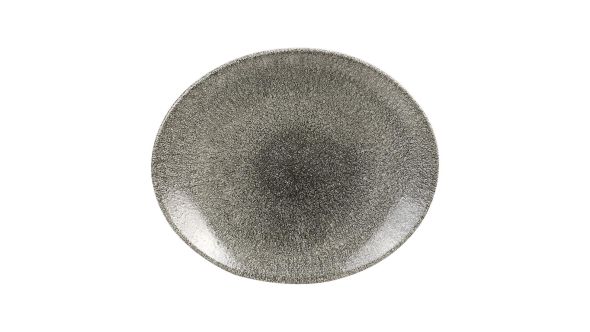 Churchill Studio Prints Raku Oval Coupe Plates Quartz Black 270mm (12 Pack) RKBQOP581