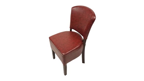 Everyday Hanoi Dining Chairs In Dark Walnut with Bison Vinyl Bordeaux (2 Pack) HP756