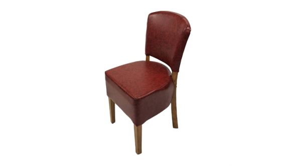 Everyday Hanoi Dining Chairs In Weathered Oak with Bison Vinyl Bordeaux (2 Pack) HP763