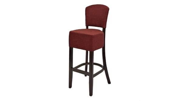 Everyday Hanoi Bar Chair in Dark Walnut with Shetland Scarlet Seatpad HP780