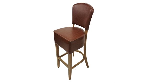 Everyday Hanoi Bar Chair In Weathered Oak with Bison Espresso Vinyl Seatpad HP782