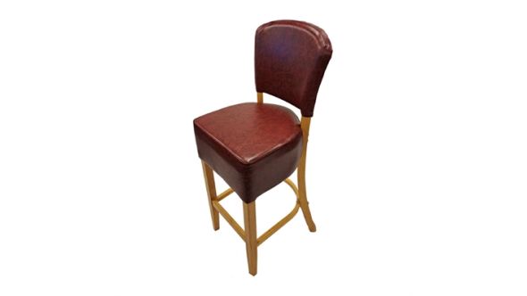 Everyday Hanoi Bar Chair in Soft Oak with Bison Bordeaux Vinyl HP791