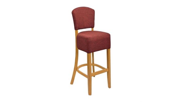 Everyday Hanoi Bar Chairs in Soft Oak with Shetland Scarlett Seatpad HP794