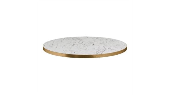 Everyday Omega Round Laminate Table Top White Carrara Marble 600mm HS760