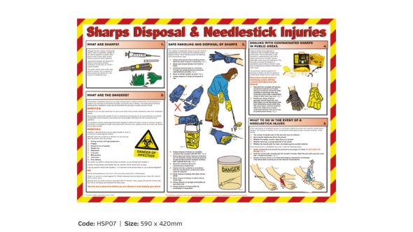 HSP07 - Sharps, Disposal & Needlestick Injuries Poster