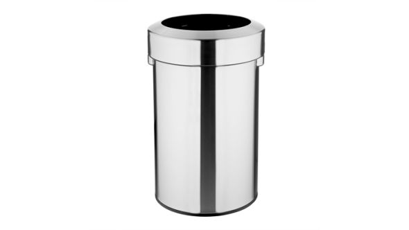 Bolero Bolero Bin with Open Top Lid Brushed Steel 70Ltr HT460