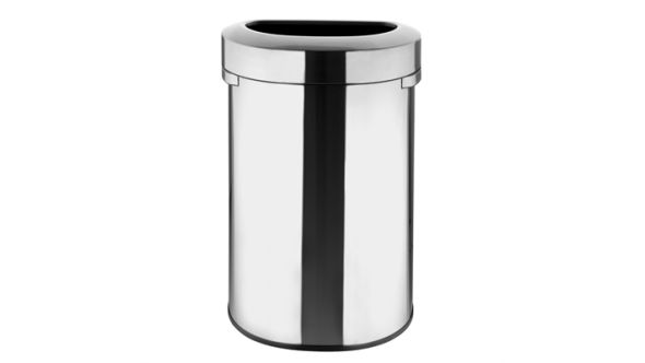 Bolero Bolero 'D' Shape Bin with Open Lid Brushed Steel 86Ltr HT463