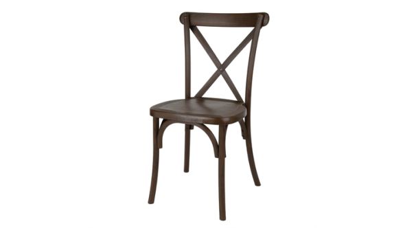 Bolero Bolero Manhattan Cross-Back Resin Chairs Dark Wood Effect (4 Pack) HW281