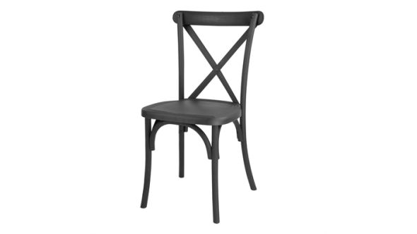 Bolero Bolero Manhattan Cross-Back Resin Chairs Black (4 Pack) HW283