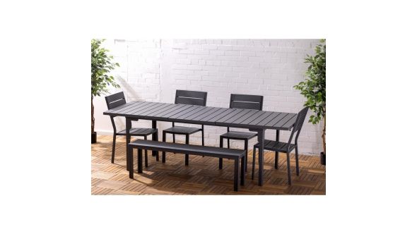 Bolero Bolero Valletta Grey Slatted Extendable Outdoor Dining Table HW526