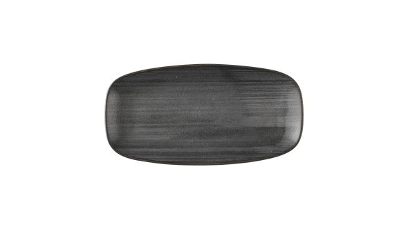 Churchill Stonecast Raw Black Chefs Oblong Plates 280 x 152mm (12 Pack) SRBLXO111