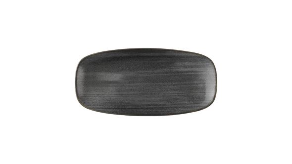 Churchill Stonecast Raw Black Chefs Oblong Plates 270 x 127mm (12 Pack) SRBLXO101