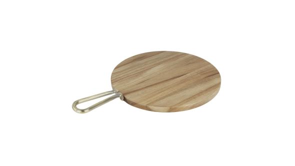 Olympia Round Paddle Board Acacia Wood Metal Handle 505x356mm CB411236AC