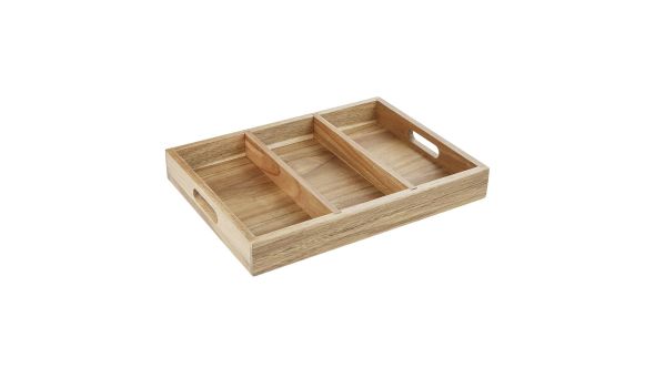 Olympia 3 Section Cutlery Tray Acacia Wood CT17938AC