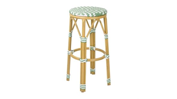 Bolero Bolero Parisian Style PE Rattan Bar Stools Light Green (2 Pack) HZ142