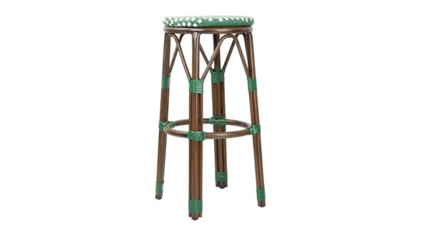 Bolero Bolero Parisian Style PE Rattan Bar Stools Green Dot Mix (2 Pack) HZ147