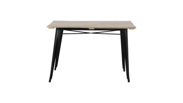 Bolero Bistro Dining Table Slatted Mango Wood Top Black 1200mm HZ810