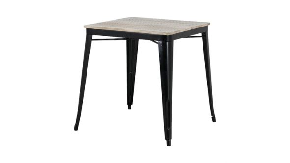Bolero Bolero Bistro Dining Table Slatted Mango Wood Top Black Frame 650mm HZ812