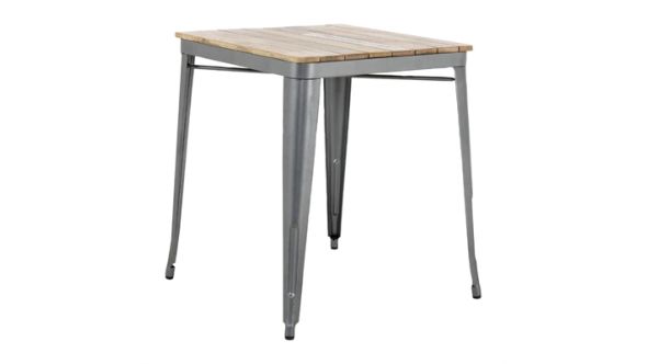 Bolero Bolero Bistro Dining Table Slatted Mango Wood Top Gunmetal Frame 650mm HZ813