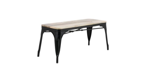 Bolero Bolero Bistro Indoor Bench Mango Wood & Black Frame 1000mm (2 Pack) HZ814