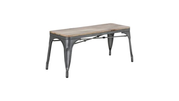 Bolero Bolero Bistro Indoor Bench Mango Wood & Gunmetal Frame 1000mm (2 Pack) HZ815