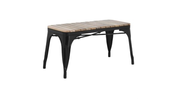 Bolero Bolero Bistro Indoor Bench Slatted Mango Wood & Black Frame 850mm (2 Pack) HZ816