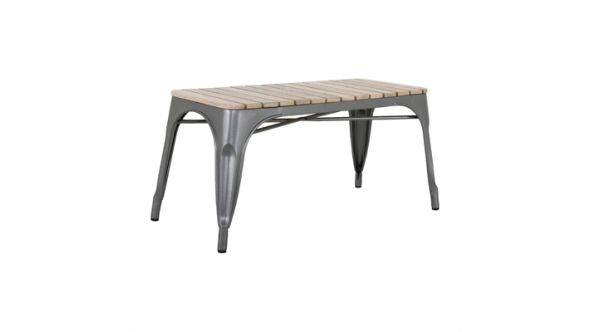 Bolero Bolero Bistro Indoor Bench Slatted Mango Wood & Gunmetal Frame 850mm (2 Pack) HZ817