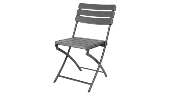 Bolero Bolero Folding Chairs Grey Wood Effect (2 Pack) HZ891