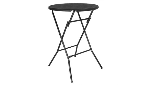 Bolero Bolero Folding HDPE Bar Table Wood Effect Black 800mm HZ892
