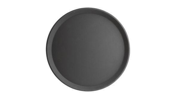Olympia Kristallon Fibreglass Round Non-Slip Tray Black 406mm 1600CT