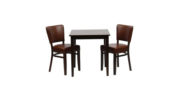 Everyday Pimlico Dining Table with 2 Oregon Chairs Set in Dark Walnut & Bison Espresso JA225